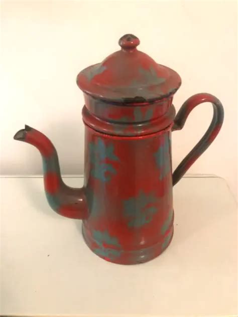 Ancienne Cafetiere Tole Emaillee Mail Collection D Co Cuisine Vitrine