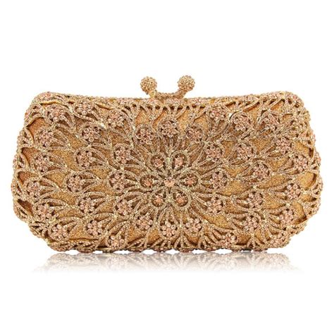 New Design Ladies Luxury Flower Crystal Champagne Evening Bags Women