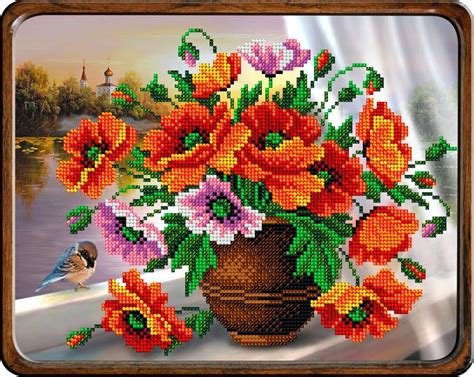 Набор для вышивания «Вышиваем бисером» B-122 Маки в вазе купить в ...