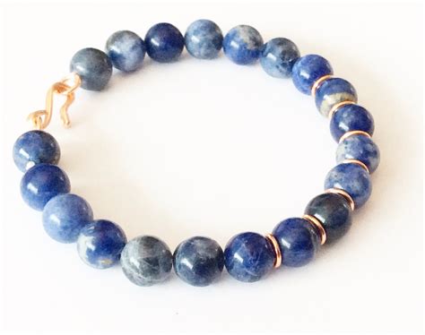 Bracciale Blu Sodalite Gioielli In Pietre Dure Blu Etsy