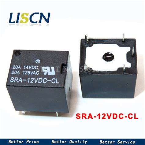 10PCS 12V 20A DC Power Relay SRA 12VDC CL 5Pin PCB Type Black