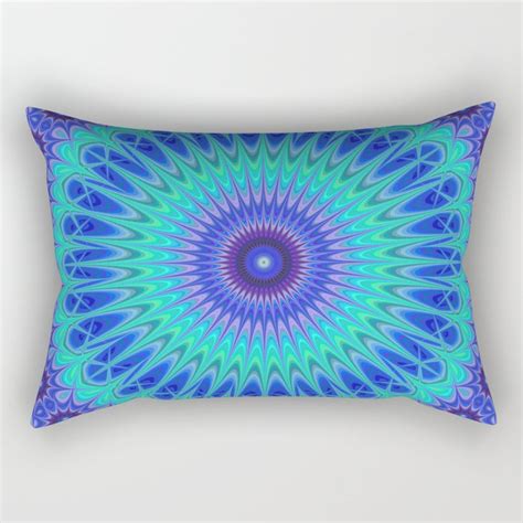 Blue Mandala Rectangular Pillow By Mandala Magic By David Zydd Society6