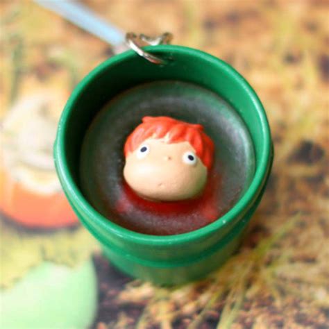 1pcs Hayao Miyazaki Studio Ghibli Ponyo In The Bucket Keychain Phone