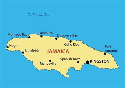 Large Map Of Jamaica With Major Cities Jamaica North America