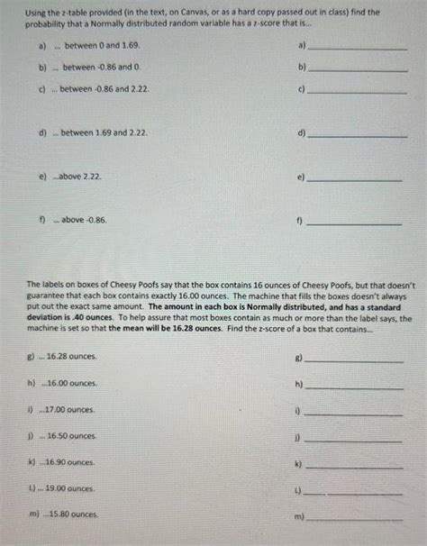 Solved Using The Z Table Provided In The Text On Canvas Chegg