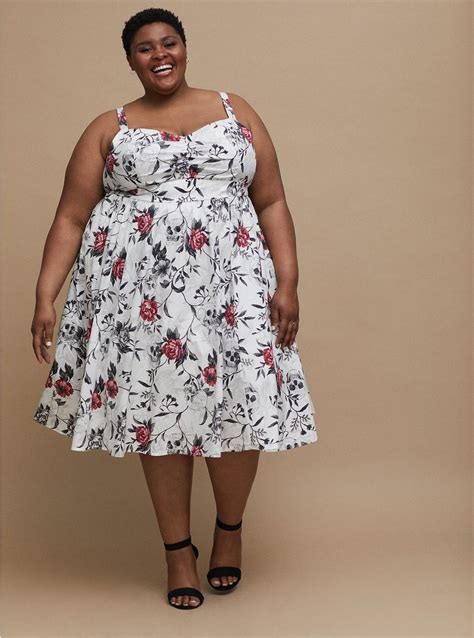 Plus Size Midi Poplin Fit And Flare Dress Torrid