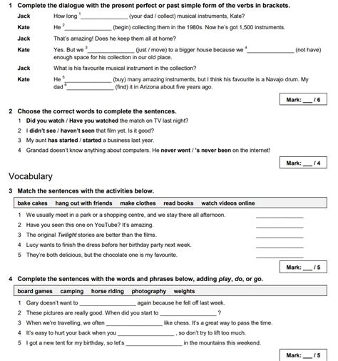 Short Test1 Unit 2 Interactive Worksheet Edform Worksheets Library