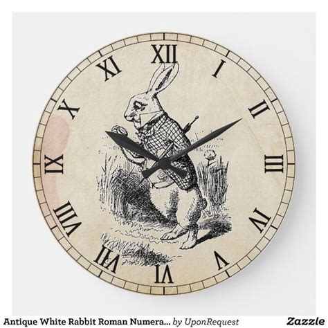 Horloge murale numérique romaine de lapin blanc an Zazzle fr Roman