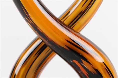 Twisting Abstract Amber Glass Sculpture Ebth