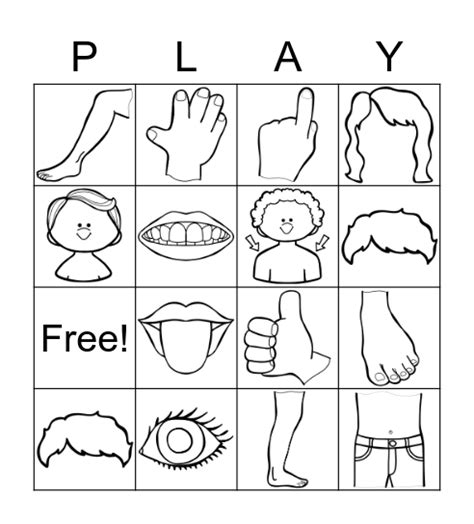 BODY PARTS Bingo Card