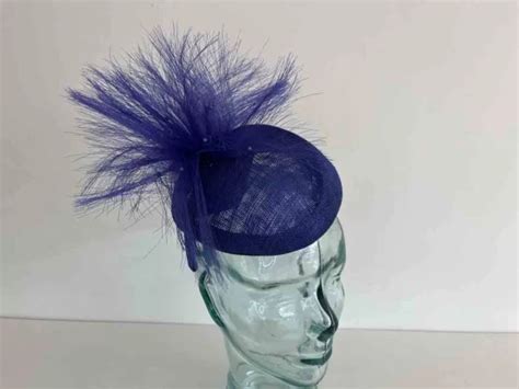 Pillbox Fascinator With Frayed Crin In Marine Love Fascinators