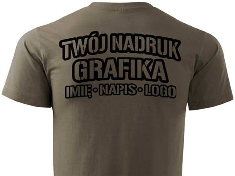 Koszulka T Shirt Z W Asnym Nadrukiem Br Zowa Odblaskowo Pl