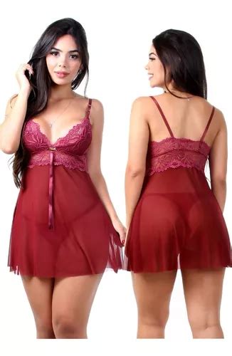 Conjunto Camisola Sex C Calcinha Fio Dental Transparente