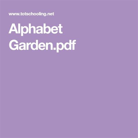 Alphabet Garden.pdf | Alphabet, Preschool activities, Sensory activities for preschoolers