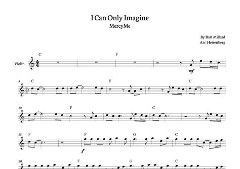 I Can Only Imagine Arr Heisenberg By Mercy Me Sheet Music For Violin