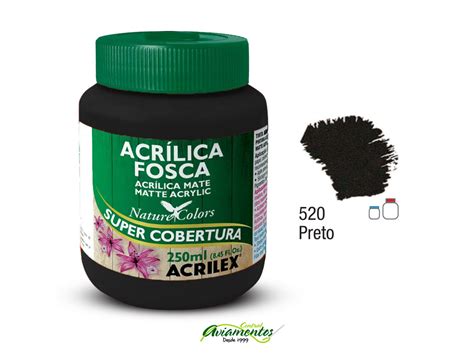 TINTA ACRILICA FOSCA ACRILEX 250ML 520 PRETO Central Aviamentos