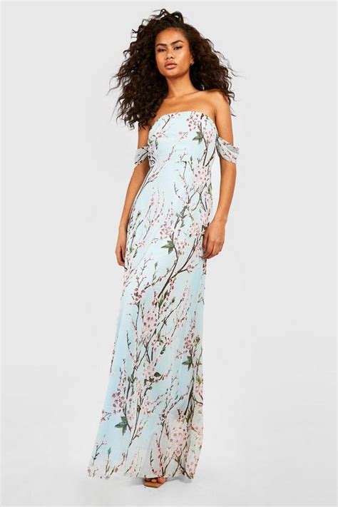 Floral Off The Shoulder Maxi Dress Boohoo