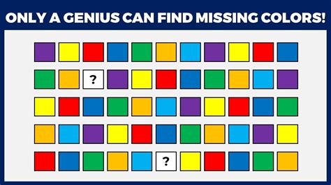 How Smart Are You Can You Find The Missing Colors Iq Test Part 1