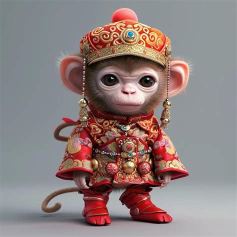 Premium Photo A Monkey Dressed In A Chinese Costume