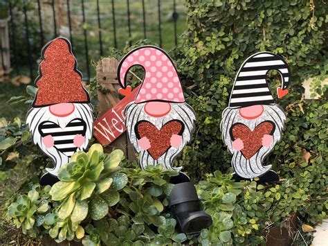 Valentines Gnome Cutouts Yard Decorations Etsy Wood Yard Art Diy