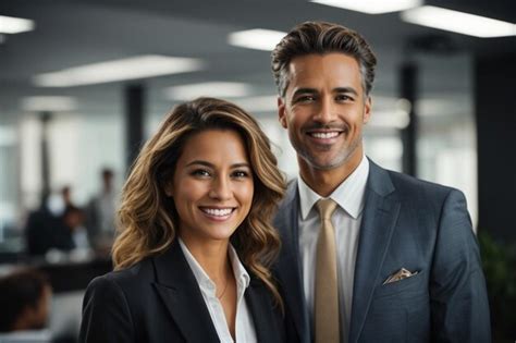 Premium Photo Business People Man And Woman Smiling