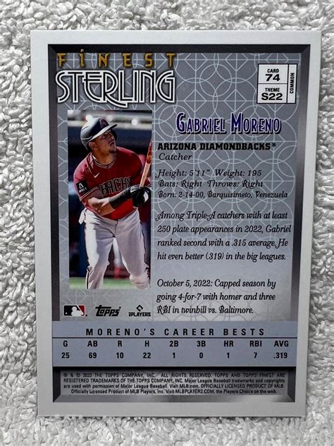 Topps Finest Flashbacks Sterling Gabriel Moreno Rc Ebay