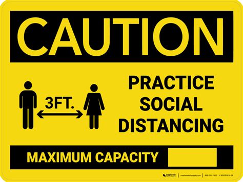 Caution 3ft Practice Social Distancing Max Capacity With Icon