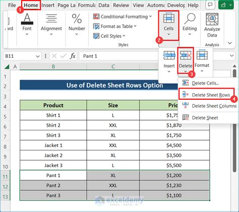 How To Delete All Rows Below A Certain Row In Excel Methods