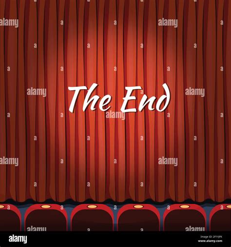 Movie Ending Screen Vector Concept Background In Cartoon Style Curtain