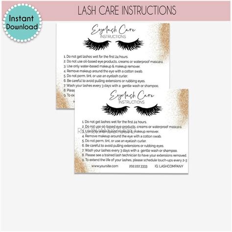 Eyelash Care Card Instructions Ensures The Proper Care And Longevity Of