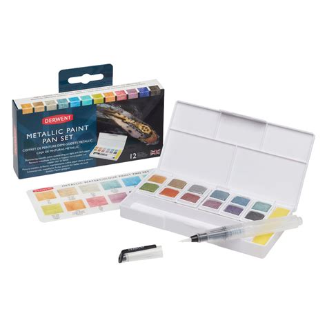 Derwent Watercolour Paint Pan Set Metallic