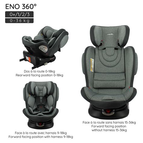 Siège auto pivotant ENO 360 isofix gris Made in Bébé