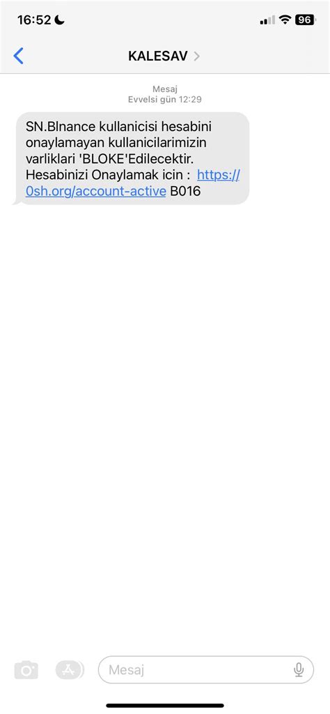 Binance Kalesav Ad Alt Nda Gelen Sahte Mesaj Ikayetvar