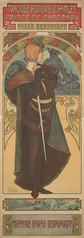 Sarah Bernhardt As Hamlet By Alphonse Mucha Artvee