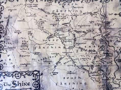 Map Of The Shire Scroll Lord Of The Rings Shire Map The Etsy