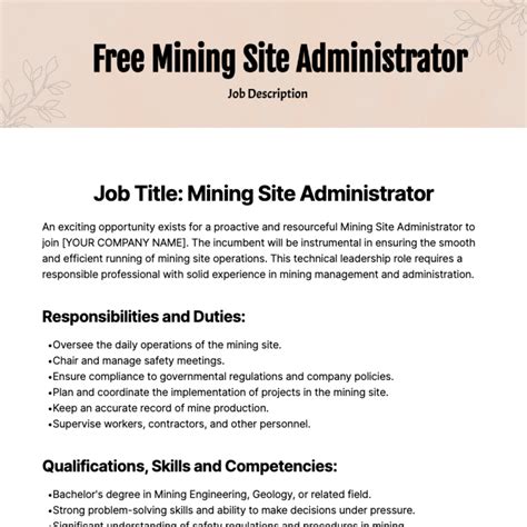 FREE Mining Job Description Templates & Examples - Edit Online ...