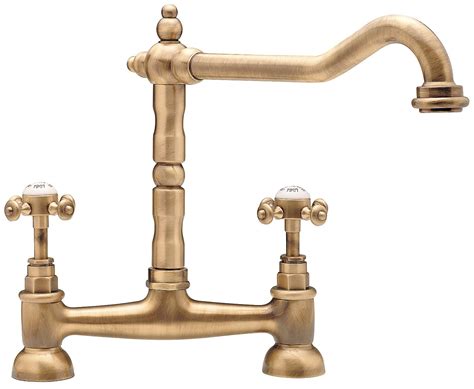 Tre Mercati French Classic Bridge Sink Mixer Tap Antique Brass Brass