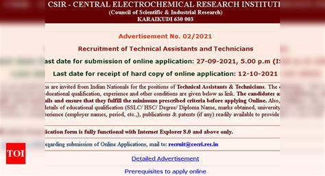 Cecri Recruitment Apply Online For Technical Assistant And