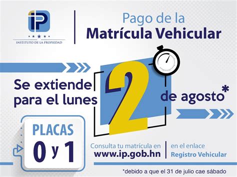 El Ip Anuncia El Vencimiento De Pago De Tasa Vehicular Para Placas 0 Y 1 El Informativohn