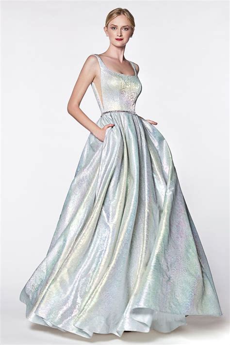 Long Metallic Holographic Dress By Cinderella Divine Kc880