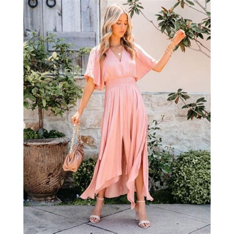 Mackie Satin Smocked Maxi Dress Apricot