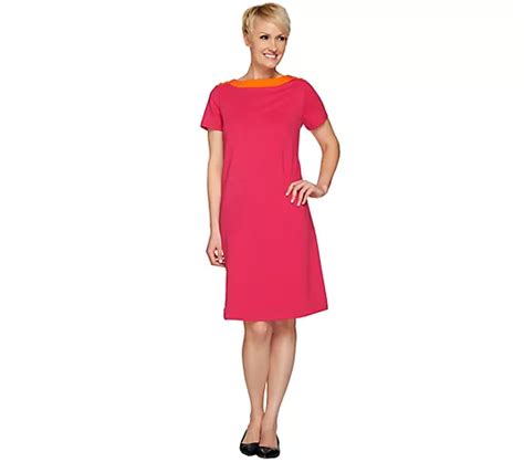 Susan Graver Weekend French Terry Color Block Dress W Button