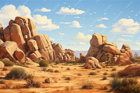 Premium AI Image | Digital Illustration of western desert landscape