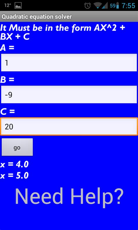 Quadratic Equation Solver App On Amazon Appstore