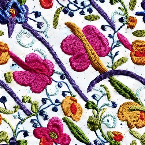 Colorful Vintage Floral Embroidery with Motif Patterns · Creative Fabrica