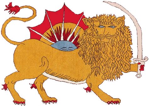 Iranian Lion With Sword and Sun Symbol | Lion and Sun Design Motif