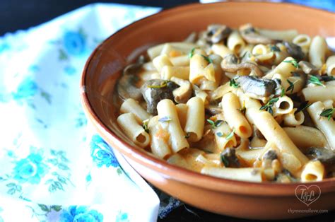 Vegan Mushroom Penne Pasta Thyme Love