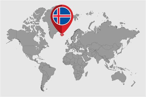 Pin mapa con bandera de Islandia en el mapa mundial ilustración