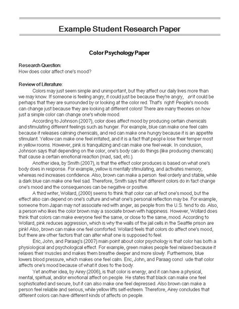 Research Paper Template: Example for School in Color | Research paper ...