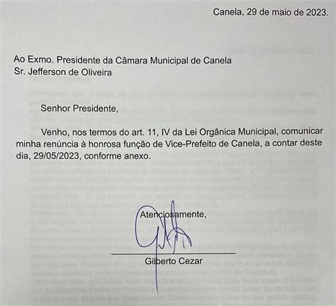 Gilberto Cezar Renuncia Ao Cargo De Vice Prefeito De Canela Portal Da